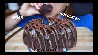 Asmr Triple Chocolate Bundt Cake  Milk Soft Eating Sounds No talking  Asmr SA Eats [upl. by Alrahc]