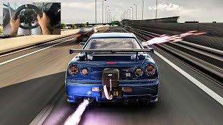 INSANE 7000HP Nissan Skyline GTR R34 Over 700 Kmh  Assetto Corsa  Steering Wheel Gameplay [upl. by Kaczer364]