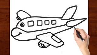 Aeroplane drawing  Beautiful aeroplane Drawing for kids  Kids Video  Kidd drawing aeroplane [upl. by Irvine]