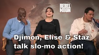 Djimon Hounsou Elise Duffy amp Staz Nair talk slow motion action in Rebel Moon Part 2  The Scargiver [upl. by Nnyluqcaj]