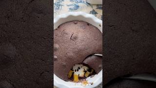 Chocolate Peach Pudding with icecream🔥❄️puddingpeachbakingrecipechocolatecake [upl. by Zia568]