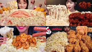 ASMR Creamy Pasta Mukbang Compilation 3  Alfredo pasta Asmr  Satisfying eating sounds [upl. by Oruntha]