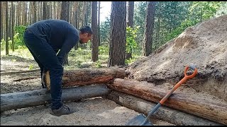 A simple dugout made of dry logs [upl. by Diego]