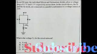 In an ON statethe individual Silicon and Germanium diodes allow a voltage drop of 07 V and 03 V [upl. by Jeth]