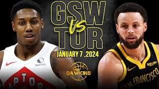 Golden State Warriors vs Toronto Raptors Full Game Highlights  January 7 2024  FreeDawkins [upl. by Sollows]