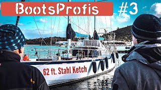 Auf Bootssuche 62 ft Stahl Ketch  Über geeignetes Rumpfmaterial amp Osmose bei GFK  BootsProfis 3 [upl. by Llenrac]