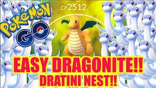 HOW TO GET DRAGONITE EASY NEW DRATINI NEST POKEMON GO [upl. by Oigroeg192]