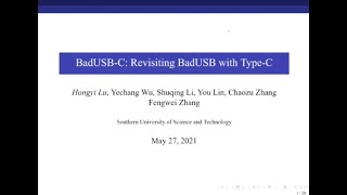 WOOT2021 BadUSBC Revisiting BadUSB with TypeC [upl. by Ailadgim]