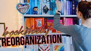 REORGANIZING MY RAINBOW BOOKSHELF timelapse 🌈 [upl. by Asek]