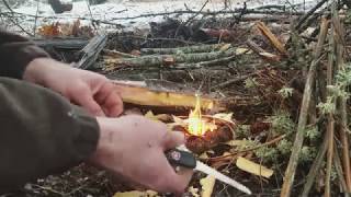 How to Start and Maintain a Fire in Extremely Bad Weather with a Swiss Army Knife and a Firefly [upl. by Gifford]