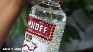 DIY RHINESTONE GLAM BIRTHDAY GLAM BOTTLE HOW TO BLING A LIQUOR BOTTLE TUTORIAL BEGINNER FRIENDLY [upl. by Margot88]