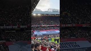 Bobby Charlton Stretford End Flag oldtrafford mufc united bobbycharlton [upl. by Airdnola539]