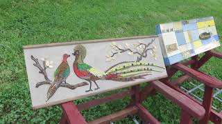 Mid Century Gravel Art Pheasants Vintage Wall Decor Art [upl. by Zitella]