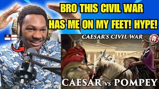 ABSOLUTE HYPE british caribbean guy reacts to Caesar against Pompey Great Roman Civil War reaction [upl. by Osnola]