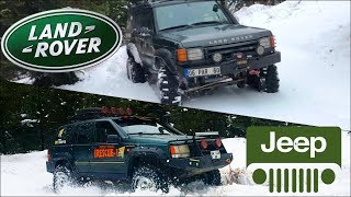 LAND ROVER DISCOVERY 2 V8 amp JEEP GRAND CHEROKEE ZJ V8  SNOW OFF ROAD [upl. by Elletnuahs]