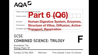 AQA GCSE Combined Science Foundation Biology Paper 1F June 2020 Part 6 Q6 [upl. by Hartmunn]