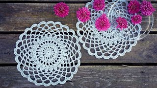 Simple Crochet Doily Tutorial Easy For Beginners [upl. by Bascio]