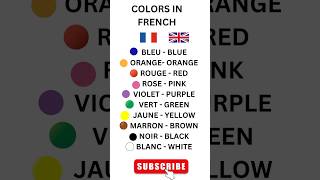 COLORS IN FRENCH🇫🇷 Shorts trend viral ytshorts frenchbasics french learnfrench colors yt [upl. by Adallard]