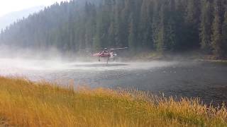 Helicopter Transport Services CH54 Helitanker Refilling on Selway River [upl. by Nalod539]