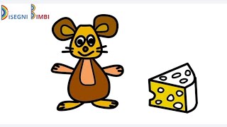 Disegnare un topolino per bambini e un formaggio disegnareecolorare disegnare disegnoperbambini [upl. by Lomasi]