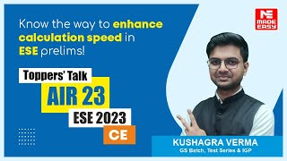 UPSC ESE 2023  CE  AIR23  Kushagra Verma  Toppers Talk with Ashish Sir  MADE EASY [upl. by Flynn]