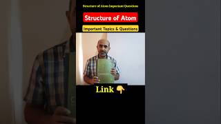 Structure of Atom Class 11 Chemistry Important Topics and Questions shorts class11 chemistry [upl. by Brenan]