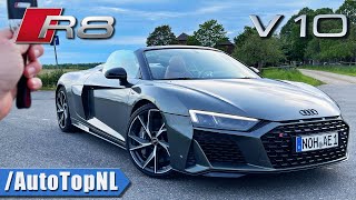 2021 AUDI R8 V10 Spyder REVIEW on AUTOBAHN NO SPEED LIMIT by AutoTopNL [upl. by Aical535]