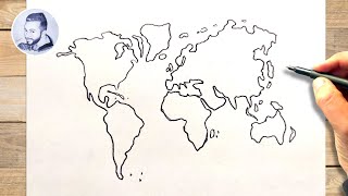 Comment dessiner une carte du monde facile à dessiner [upl. by Ronyar247]