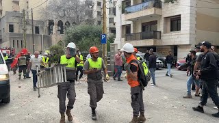 Aftermath of Israeli strike in central Beirut  AFP [upl. by Buffo]