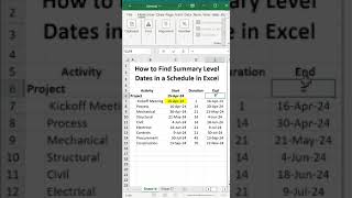 How to Find Summary Level Dates in a Schedule in Excel [upl. by Brad]