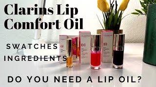 CLARINS LIP OIL REVIEW amp SWATCHES  DIFFERENCE TO LIPGLOSS LIP BALM  SENSITIVE DRY LIPS [upl. by Ilak]