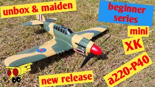 XK A220 P40 384mm Unbox n Maiden Wltoys RTF rc plane 4CH 3D6G 6Axis Gyro mini War bird [upl. by Niwdla]