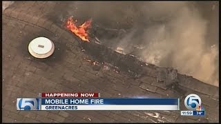 Fire tears through Greenacres mobile home [upl. by Leizar]