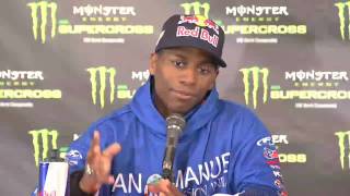 Supercross  Anaheim 1 2010  Press Conference James Stewart [upl. by Nylatsyrc]