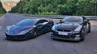 950 лс Nissan GTR vs 780 лс Turbo Lamborghini StuntChamp [upl. by Yeknarf40]