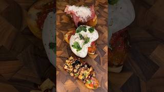 Bruschetta Trio 🇮🇹🎶 food cooking recipe bruschetta italy love farming shorts [upl. by Sirovat]