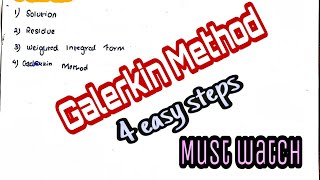 FEA  Galerkin Method  4 easy steps only [upl. by Ellah]