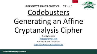 Codebusters  Generating an Affine Cryptanalysis Cipher [upl. by Kent800]