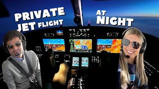 Private Jet Cockpit View Night Flight in Cessna Citation CJ3 [upl. by Atims692]