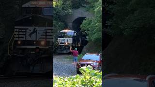 Train Appears Out Of Tunnel Norfolk Southern In Tennessee JawTooth Shorts See Long Video [upl. by Akiemahs194]