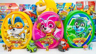 Paw Patrol Mystery Eggs Unboxing Review ASMR  Mighty Skye Egg Mighty Rubble Egg Mighty Rocky Egg [upl. by Halivah]