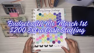 Cash Stuffing March Paycheck 1  200 of Extra Cash Stuffing  Happy Mail ❤️ [upl. by Ball814]