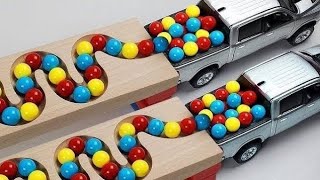 Marble Run Race ☆ HABA Slope amp Retro Makita Truck Excavator Garbage Truck Dump Truck Ambulances [upl. by Candide]