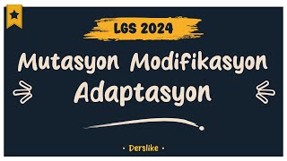 Mutasyon Modifikasyon Adaptasyon  LGS 2024 [upl. by Blaire]