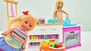 Barbie Baby Doll  Pretend Play Cooking Breakfast for a Barbie Doll Barbie Videos [upl. by Ahtael]