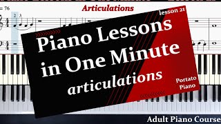 Piano Lessons in One Minute Lesson 21 Articulations [upl. by Dhar]