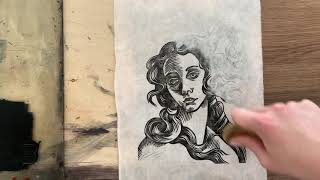 Linocut printmaking process  Botticelli edition [upl. by Rudy137]