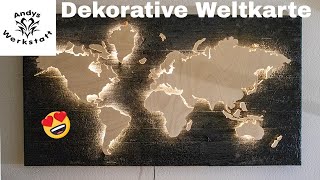 DIY Weltkarte auf verbranntem Holz mit LED [upl. by Ayiak895]