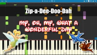 21 ZipaDeeDooDah  Disney Songs  Piano Tutorial Synthesia  Visual Sheet Music [upl. by Latsirk]