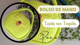 BOLSO DE MANO TEJIDO CON TRAPILLO ACÁNALADOFácil de hacer y con poco material [upl. by Sumaes]